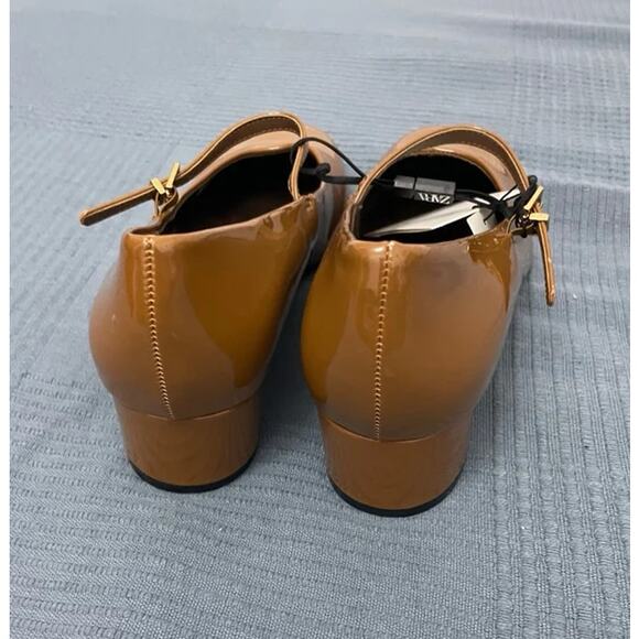 ZARA Mary Jane Patent Heels NWT – Ochre Buckled Block Heels, Size 8 & 9 - Picture 14 of 16